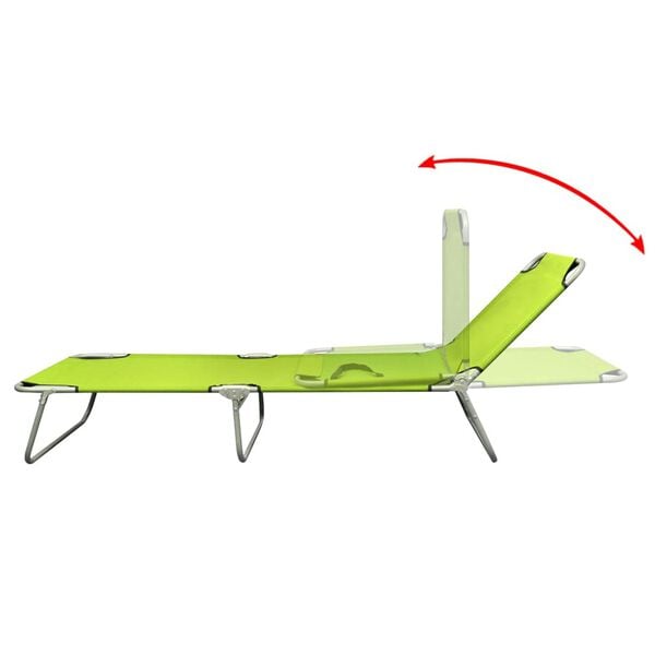 vidaXL Șezlong pliabil, verde măr, oțel vopsit electrostatic