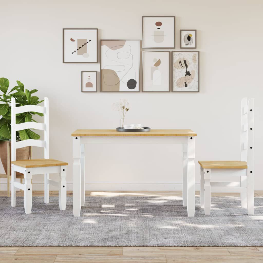 vidaXL Masă de sufragerie "Corona", alb 112x60x75 cm lemn masiv de pin