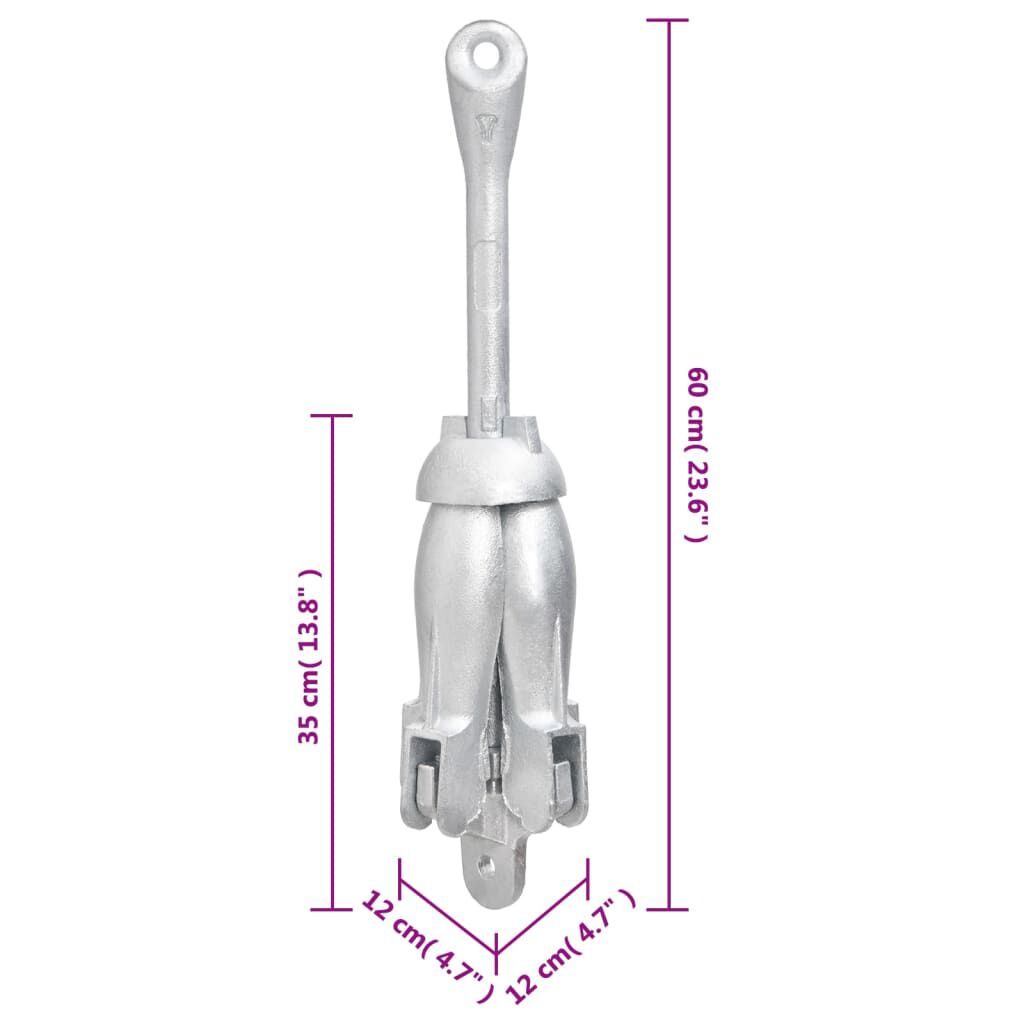 vidaXL Ancoră pliabilă cu funie, 8 kg, fontă galvanizată la cald