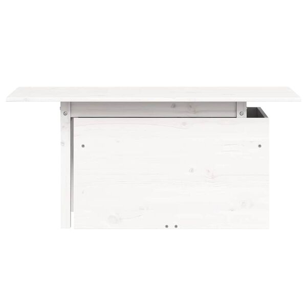 vidaXL Masă de grădină, alb, 100x50x75 cm, lemn masiv de pin