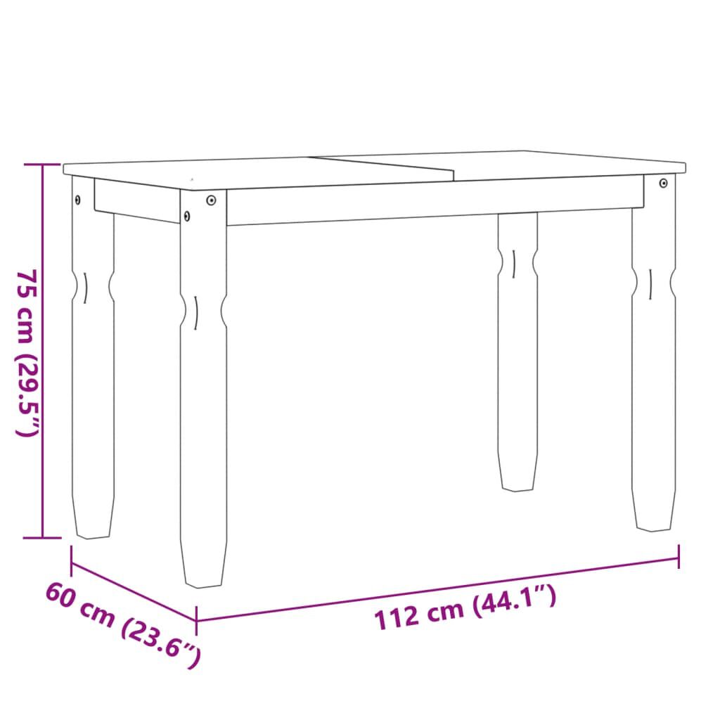 vidaXL Masă de sufragerie "Corona", alb 112x60x75 cm lemn masiv de pin