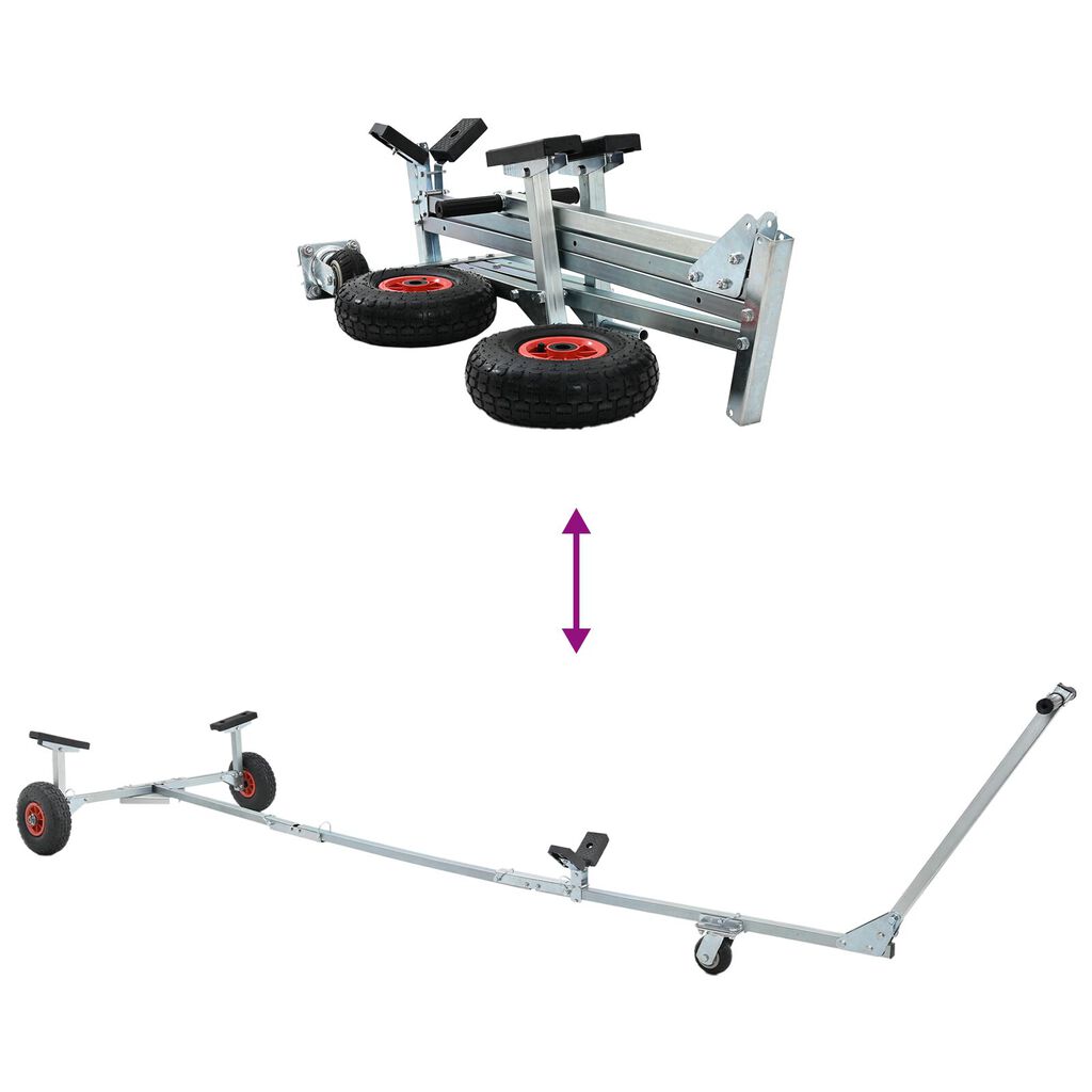vidaXL Remorcă barcă cu 3 roți, pliabilă și ajustabilă, 160 kg din oțel