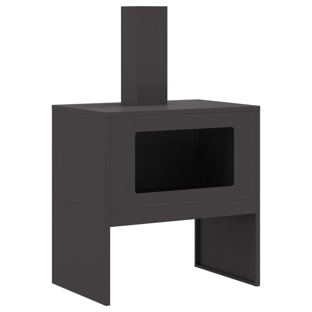vidaXL Vatră de foc cu horn, negru, 60x40x96 cm, oțel