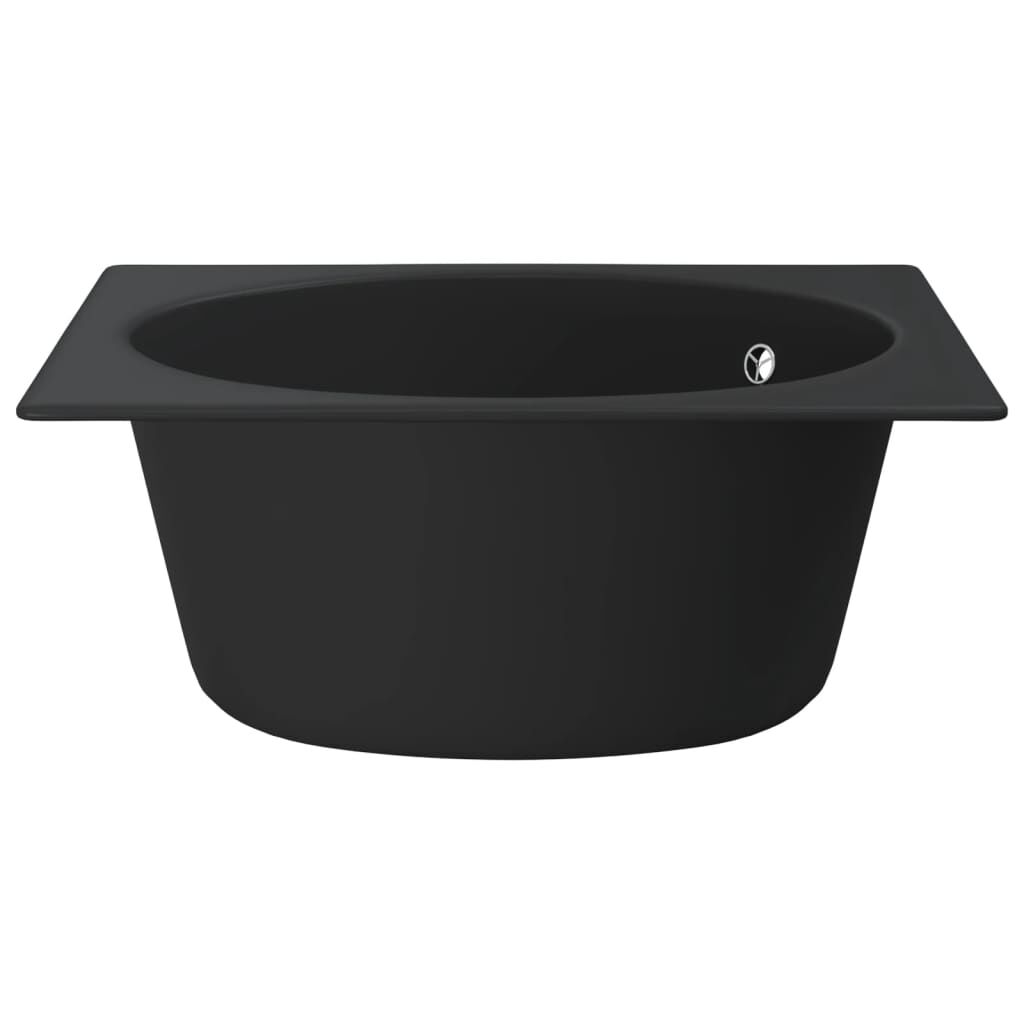 vidaXL Chiuvetă de bucătărie cu orificiu de preaplin, negru, granit