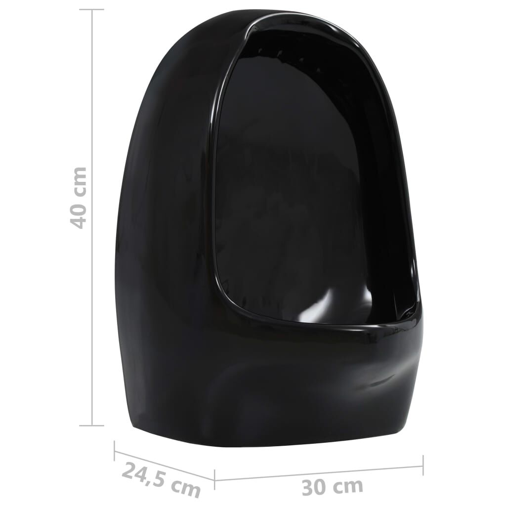 vidaXL Pisoar de perete cu supapă pentru spălare, negru, ceramică