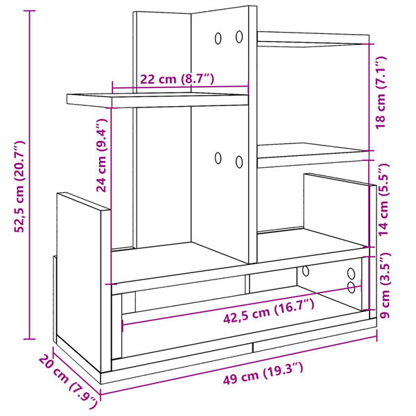 vidaXL Organizator birou, stejar sonoma, 49x20x52,5 cm lemn prelucrat