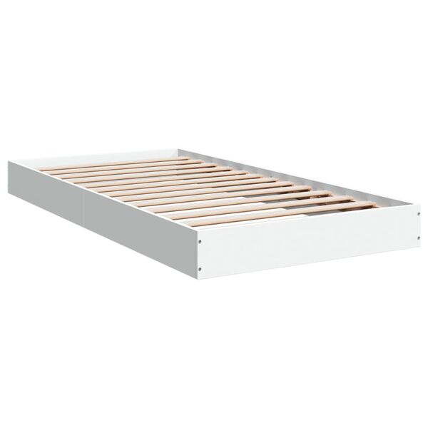 vidaXL Cadru de pat, alb, 90x190 cm, lemn prelucrat