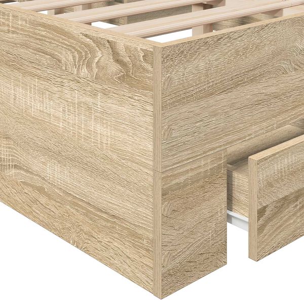 vidaXL Cadru de pat cu sertare Stejar deschis 120x190 cm Lemn compozit