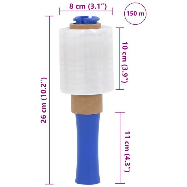 vidaXL Filme extensibile 50 buc Transparente 23 µm 10 cm x 150 m