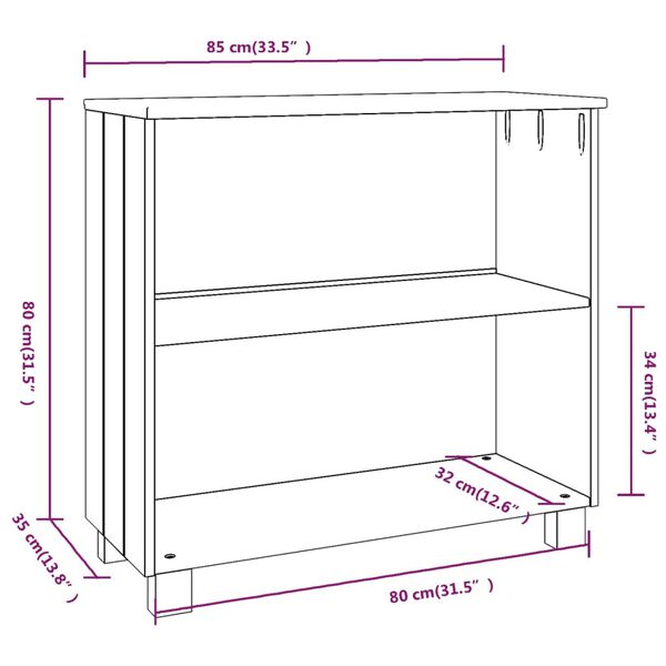 vidaXL Servantă „HAMAR”, alb, 85x35x80 cm, lemn masiv de pin