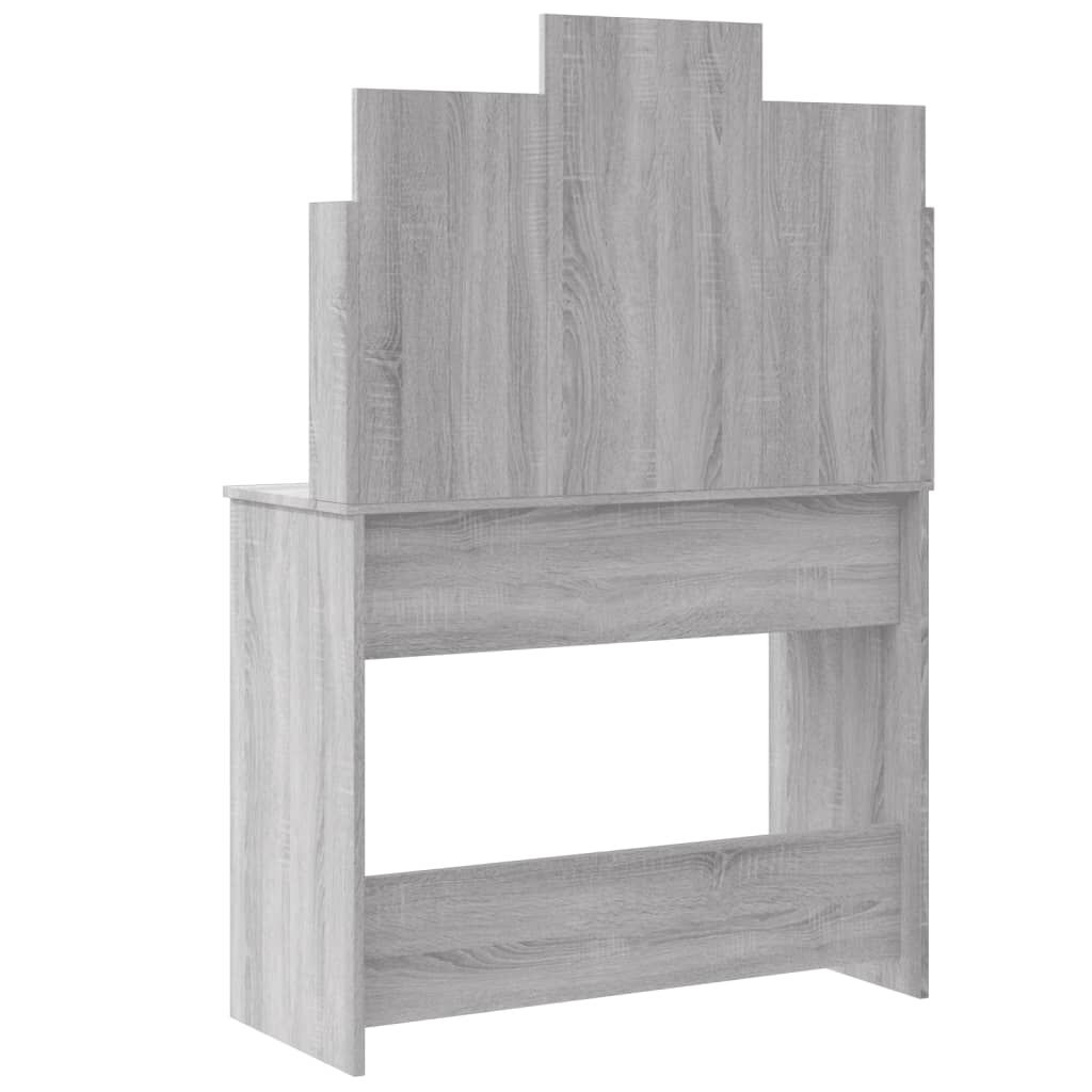 vidaXL Masă de toaletă cu LED-uri, gri sonoma, 96x40x142 cm