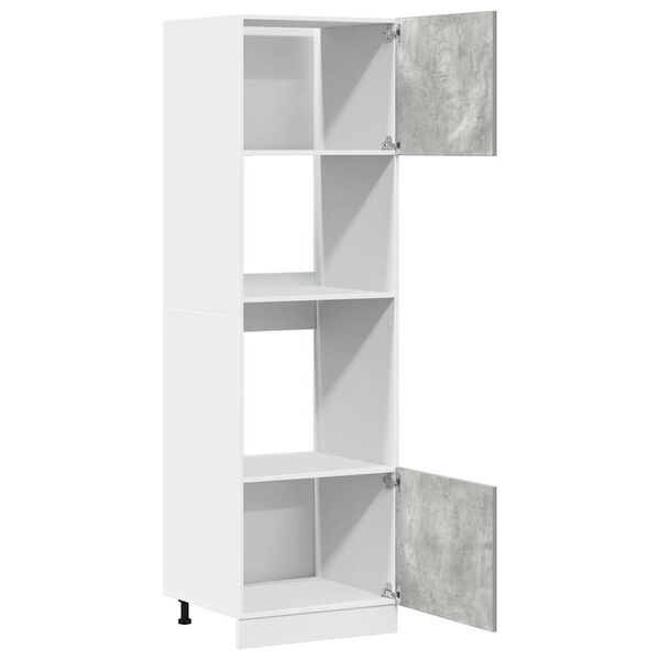 vidaXL Dulap de cuptor cu microunde “Lyon”, gri beton, 60x57x207 cm