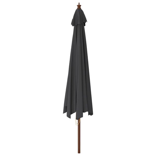 vidaXL Umbrelă de soare de grădină stâlp din lemn, negru, 400x273 cm