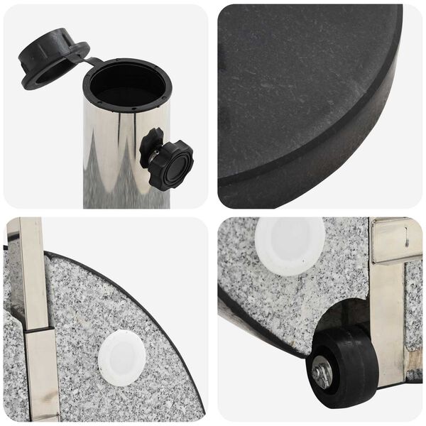 vidaXL Bază Umbrelă cu Roți cu Mâner Granit Negru 29 kg Rotund