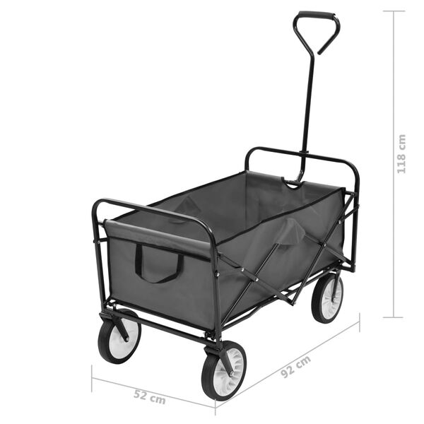 vidaXL Cărucior manual pliabil, gri, oțel