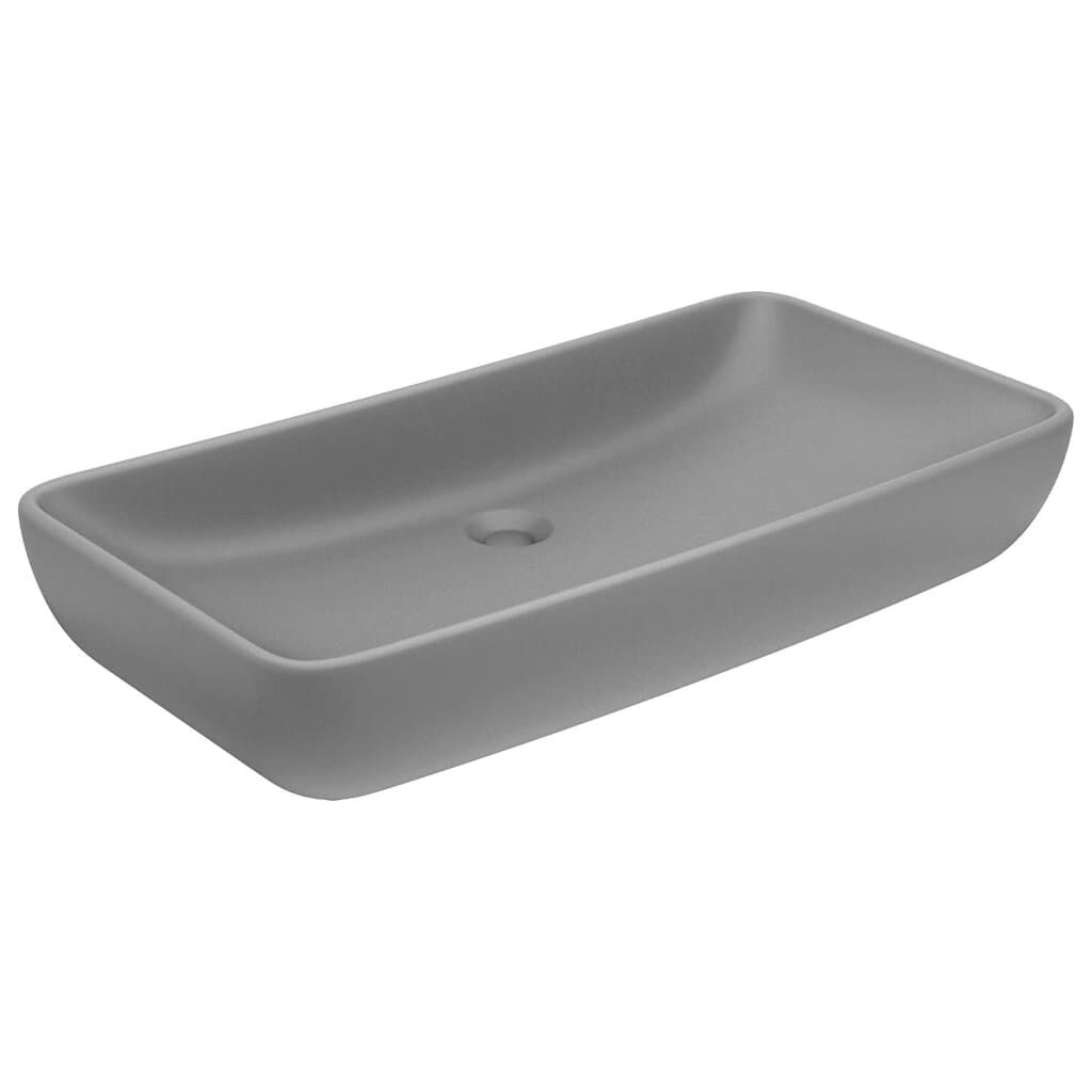 vidaXL Chiuvetă dreptunghiulară lux gri deschis mat 71x38 cm ceramică