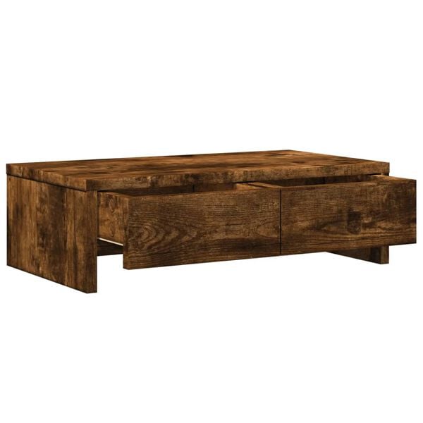 vidaXL Suport monitor cu sertare, stejar fumuriu, 50x27x15 cm, lemn
