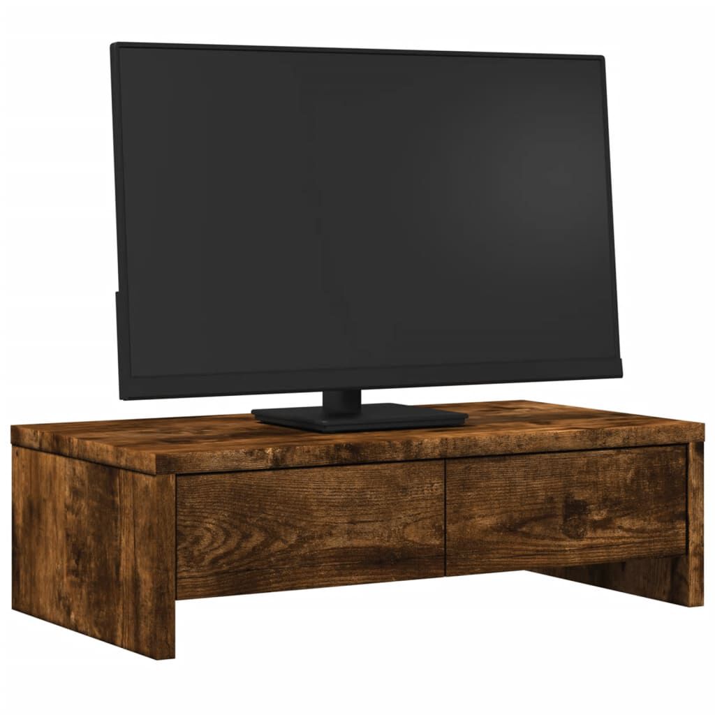 vidaXL Suport monitor cu sertare, stejar fumuriu, 50x27x15 cm, lemn