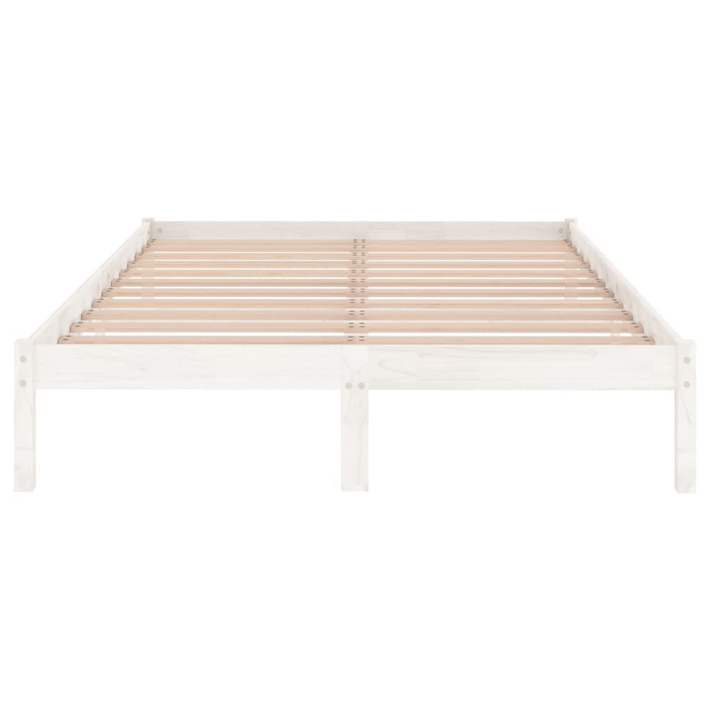 vidaXL Cadru de pat dublu, alb, 135x190 cm, lemn masiv