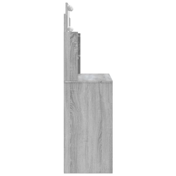 vidaXL Masă de toaletă cu LED-uri, gri sonoma, 96x40x142 cm
