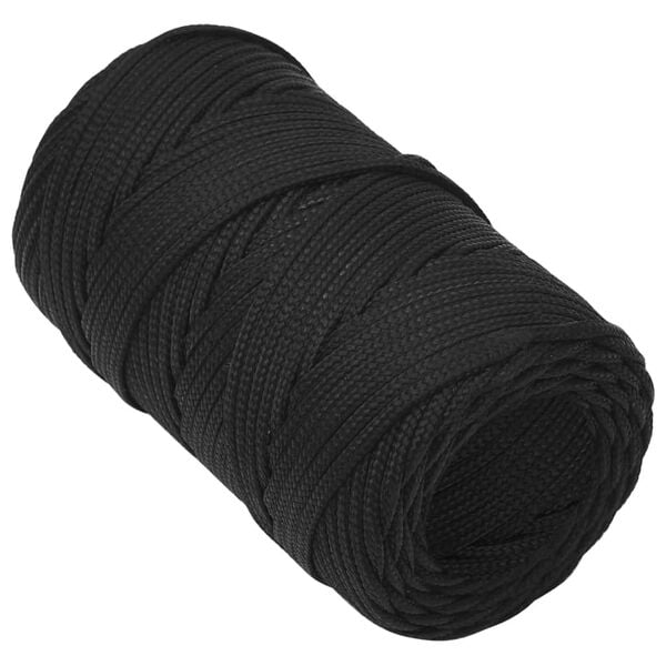 vidaXL Frânghie de barcă, negru complet, 2 mm, 25 m, polipropilenă