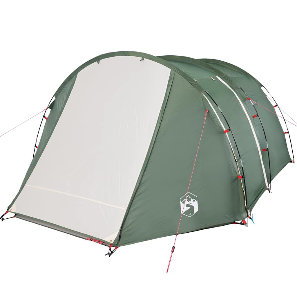 vidaXL Cort de camping tunel pentru 4 persoane, verde, impermeabil