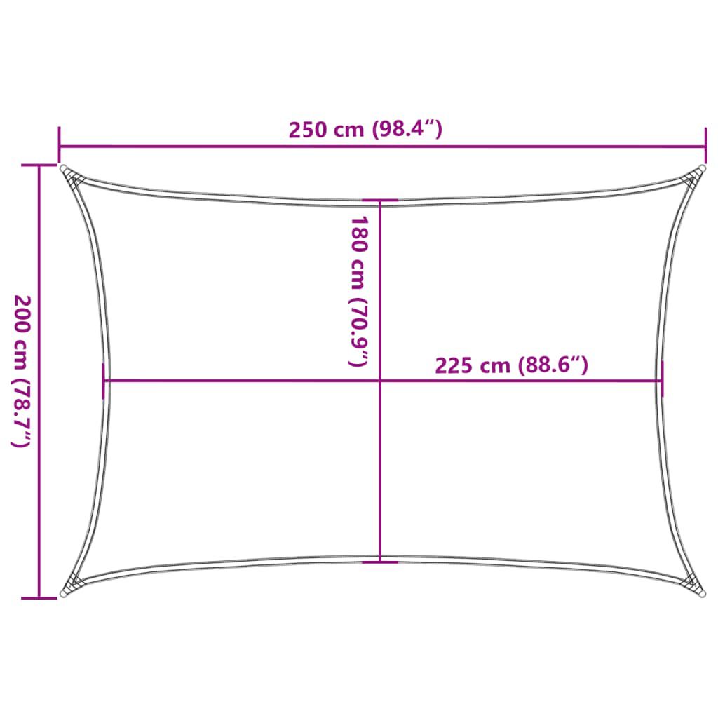 vidaXL Pânză parasolar, nisipiu dreptunghiular 2x2,5 m, HDPE, 160 g/m²