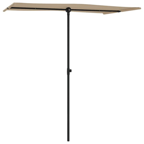 vidaXL Umbrelă de soare de grădină, stâlp aluminiu, taupe, 180x110 cm