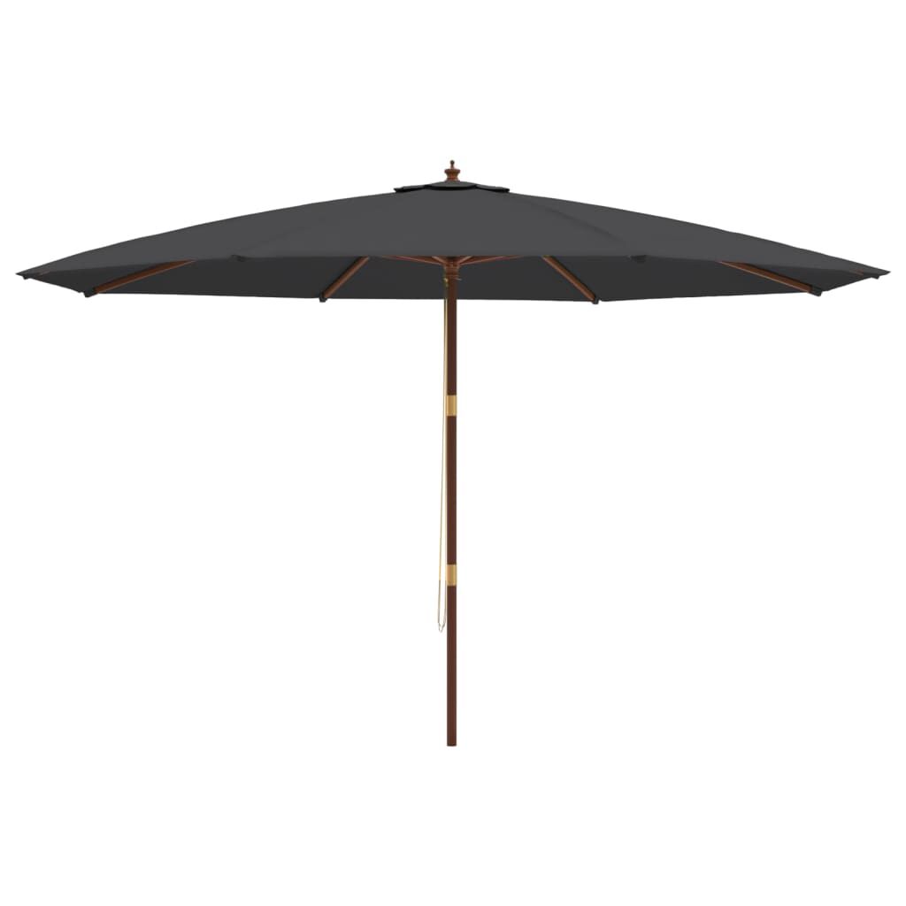 vidaXL Umbrelă de soare de grădină stâlp din lemn, negru, 400x273 cm