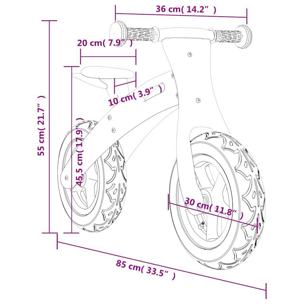 vidaXL Bicicletă echilibru de copii, cauciucuri pneumatice, albastru