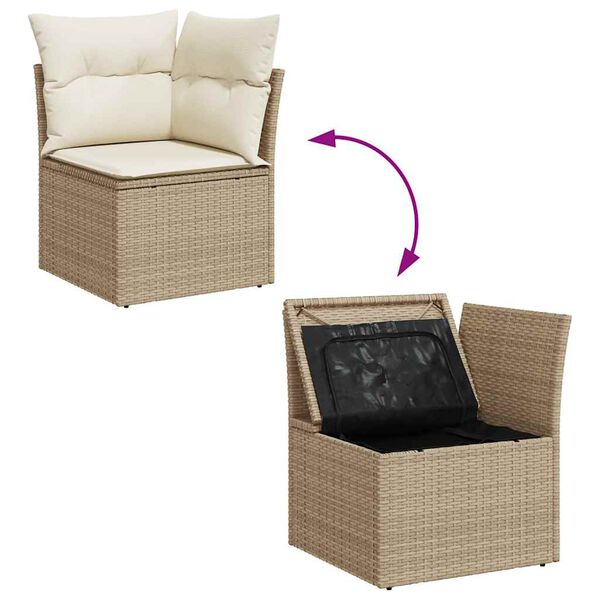 vidaXL Set canapele grădină cu perne 8 piese bej poliratan/lemn acacia