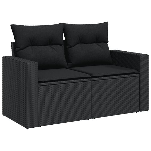 vidaXL Set mobilier de grădină cu perne, 4 piese, negru, poliratan