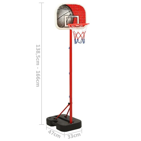 vidaXL Set de joc de baschet portabil, reglabil, 138,5-166 cm