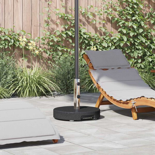 vidaXL Bază Umbrelă cu Roți cu Mâner Granit Negru 29 kg Rotund
