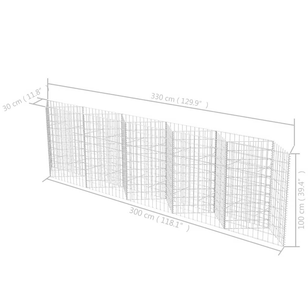 vidaXL Coș gabion, 300 x 30 x 100 cm, oțel galvanizat