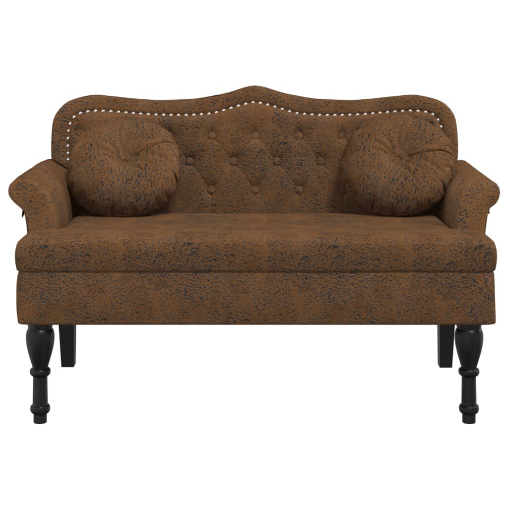 vidaXL Banchetă cu perne, maro, 120,5x65x75 cm, piele întoarsă eco