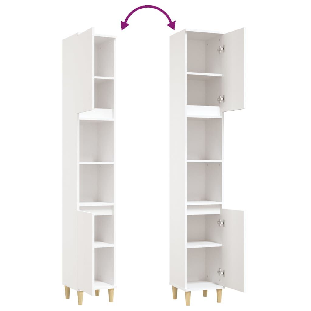 vidaXL Dulap de baie, alb, 30x30x190 cm, lemn prelucrat