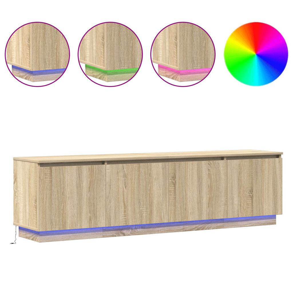 vidaXL dulap TV cu LED Stejar Sonoma 180x38x49 cm Lemn prelucrat